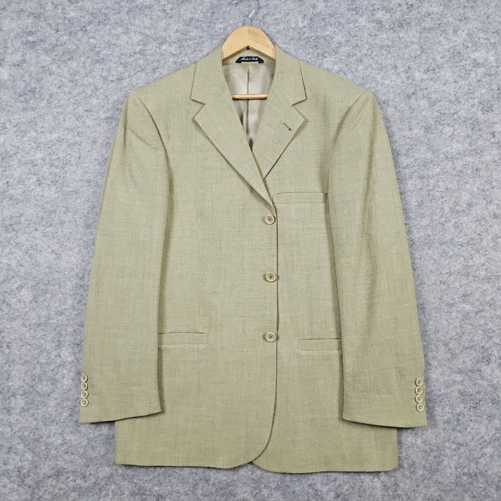 Zanetti Men's Blazer Yellow-Green Size 43R‎ Bozzalla & Lesna Super 100s Wool